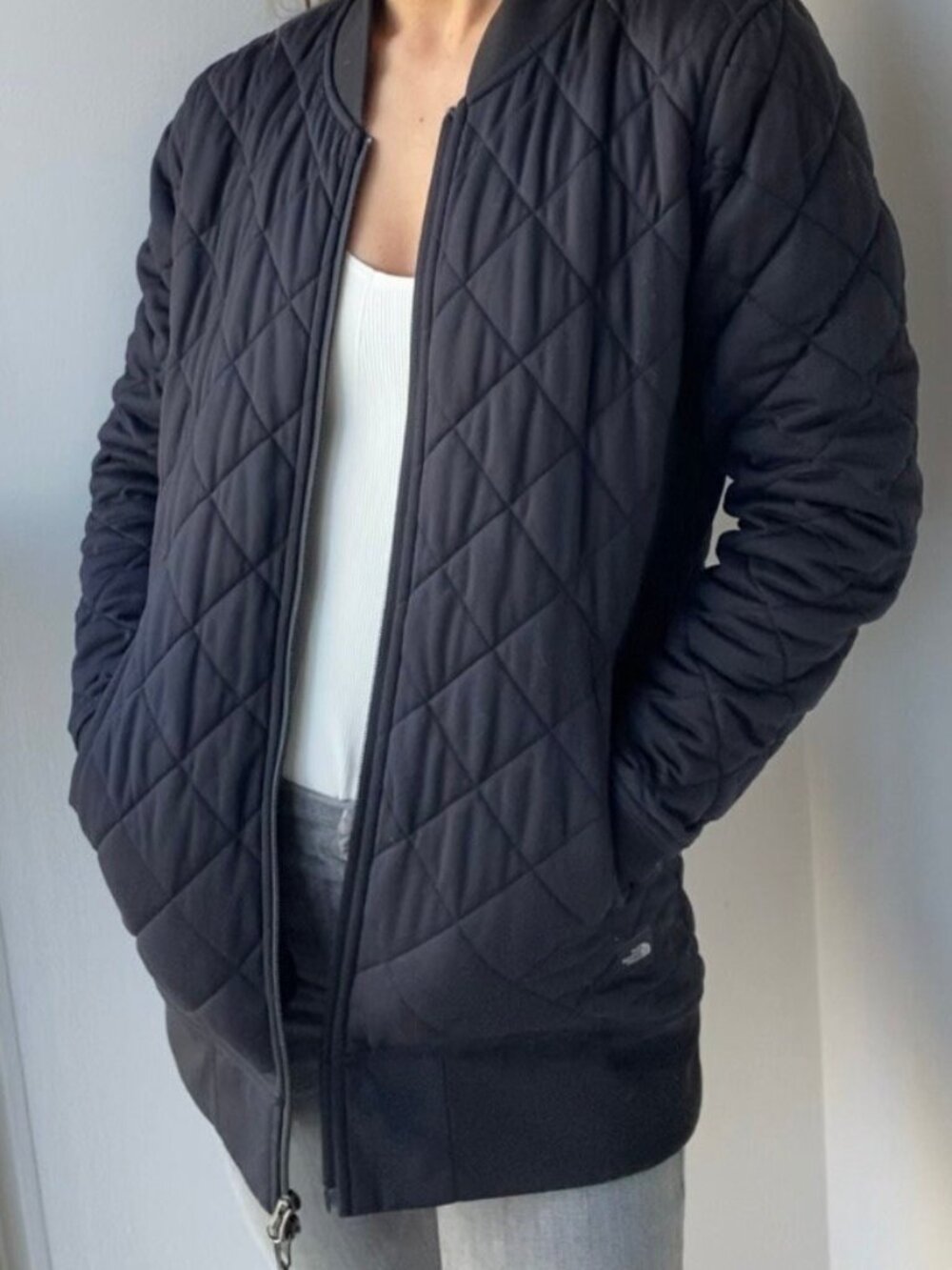 Women's North Face Quilted Black Zip Jacket- Size XS